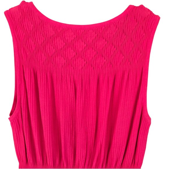 White House Black Market Womens Sleeveless Pink Textured Knit Top Peplum Medium - Picture 7 of 12